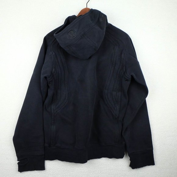 Lululemon Jacket Womens 12 Black Full Zip Hooded Sweatshirt Outdoor Heavy - Picture 5 of 10